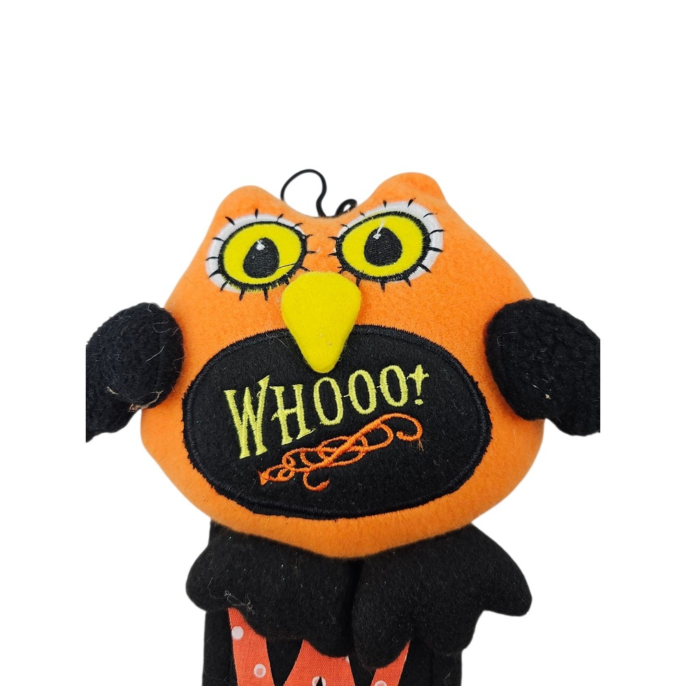 Halloween Owl Welcome Door Wall‎ Hanging Decor Plush Orange Black